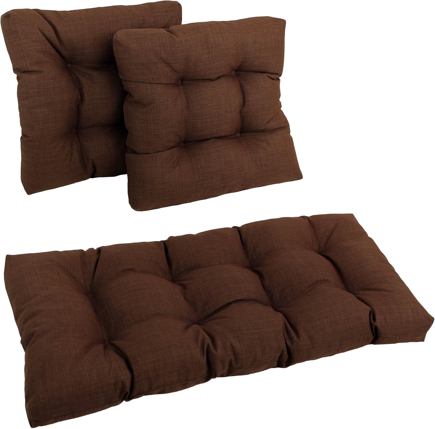 Blazing Needles Indoor/Outdoor Tufted Settee Cushion Set, Cocoa 3 Count