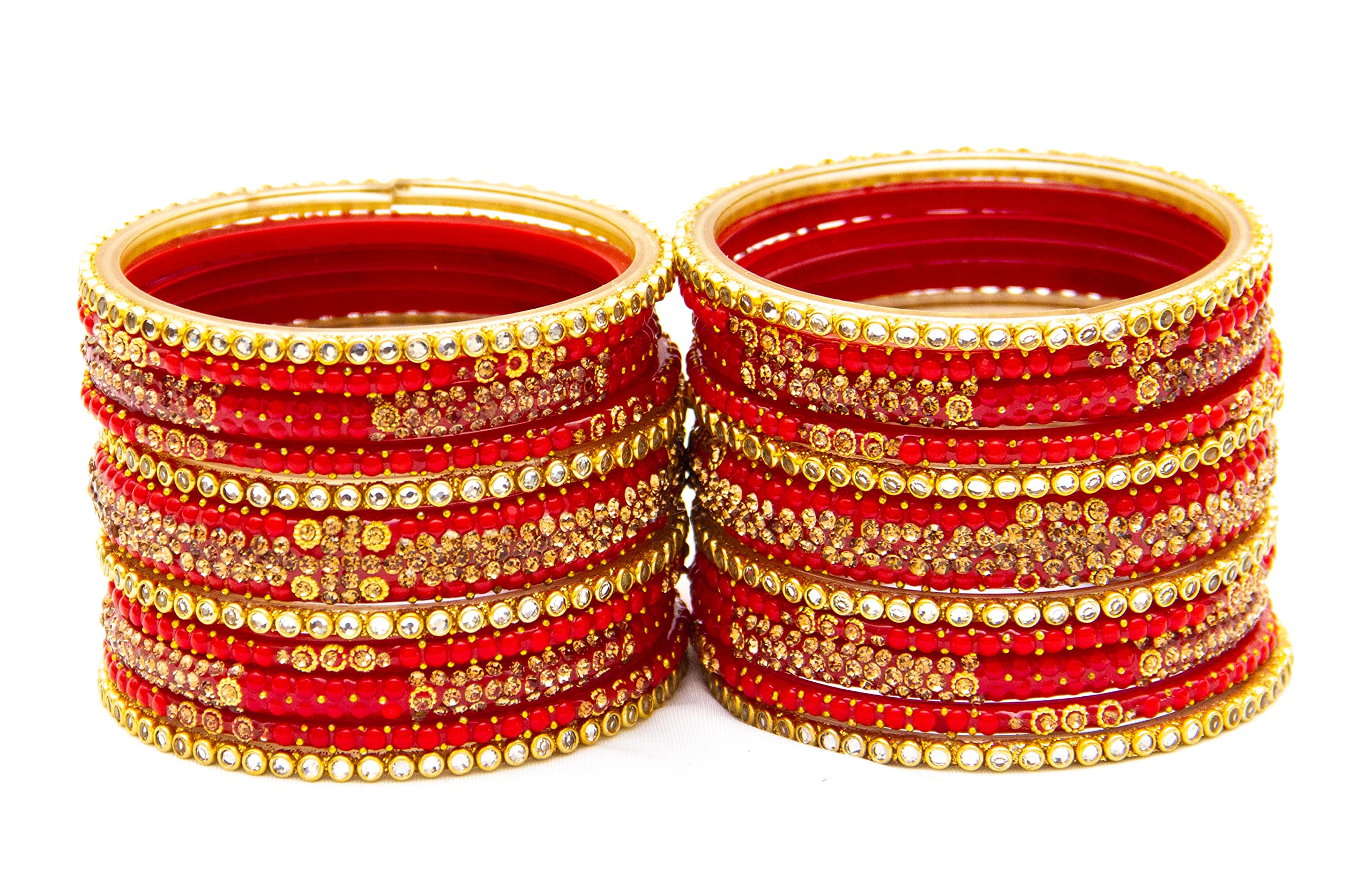 Swara Creations Glass Bangle/Churi Set, Red Golden Color, Wedding Festival Karwa Chauth Bengle for Women/Girls (236SKU) (B0B9N161PL) Amazon Price History, Amazon Price Tracker