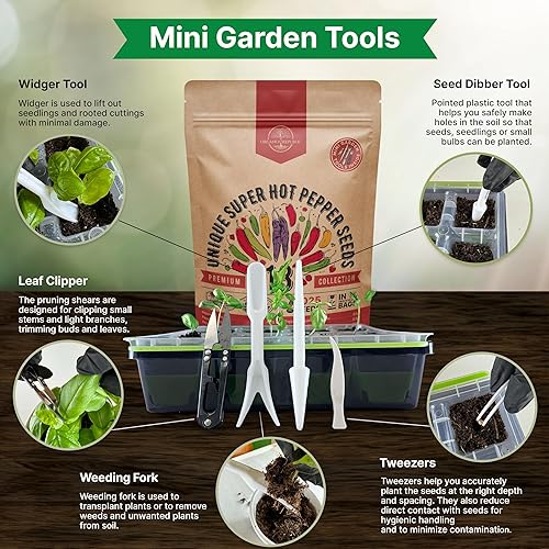 Miniatura 3 de Organo Republic Paquete variado de 13 semillas únicas de pimiento súper picante, más de 1,020 semillas de pimienta sin OMG para jardinería doméstica