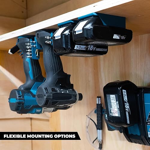 Miniatura 2 de StealthMounts Soporte de batería compatible con Makita 18V (paquete de 6) - Soportes de batería azules  Fabricado en el Reino Unido