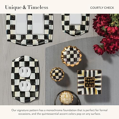 Miniatura 3 de MacKenzie-Childs Courtly Check - Placa de interruptor esmaltado, cubierta de interruptor de luz de un solo balancín