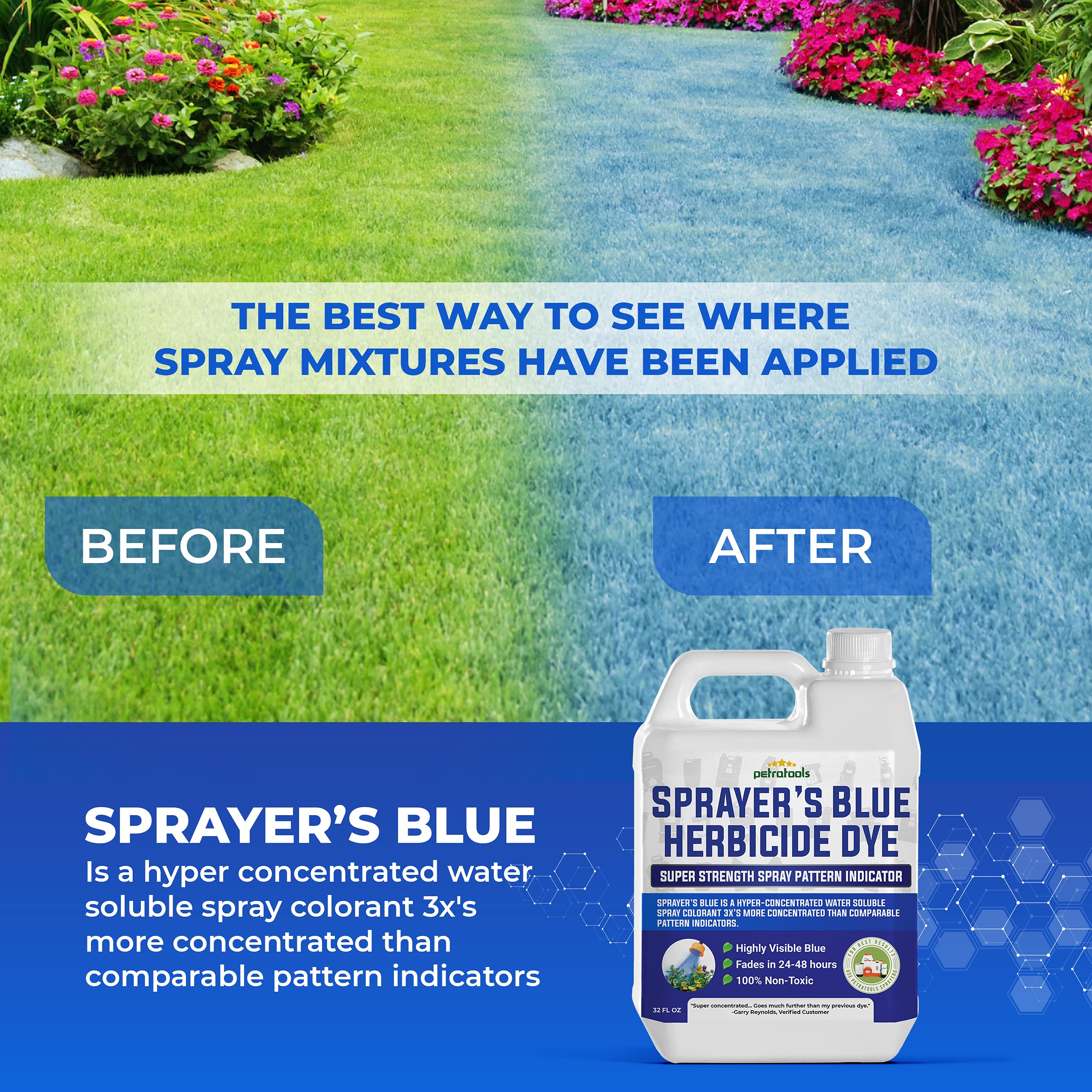 Buy PetraTools Blue Herbicide Lawn Dye Super Strength Concentrate 3X