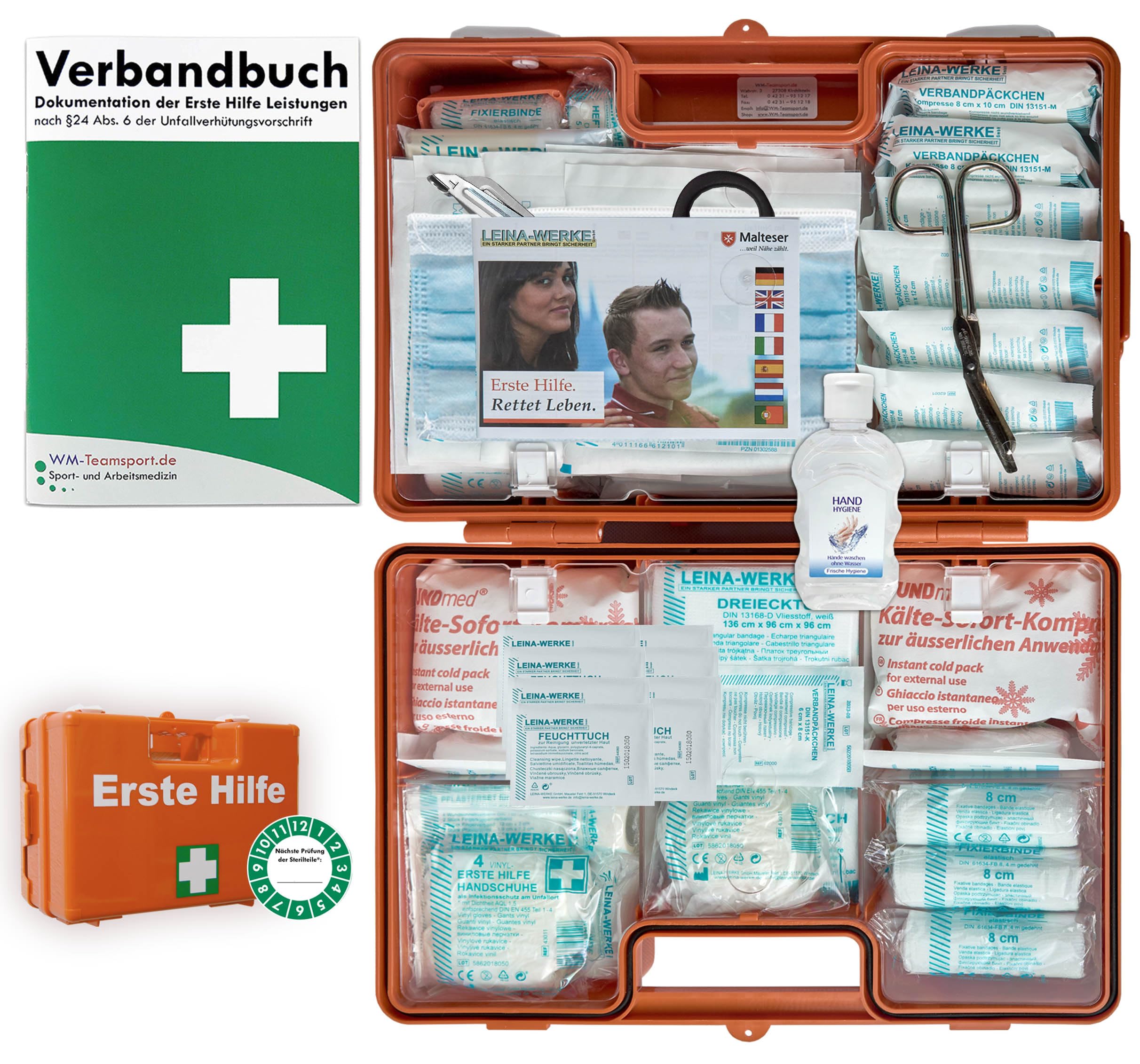 Verbandskoffer/Verbandskasten (G) Typ C - Erste Hilfe nach AKTUELLER DIN 13169 für Betriebe INKL. Verbandbuch + Hygiene-Gel