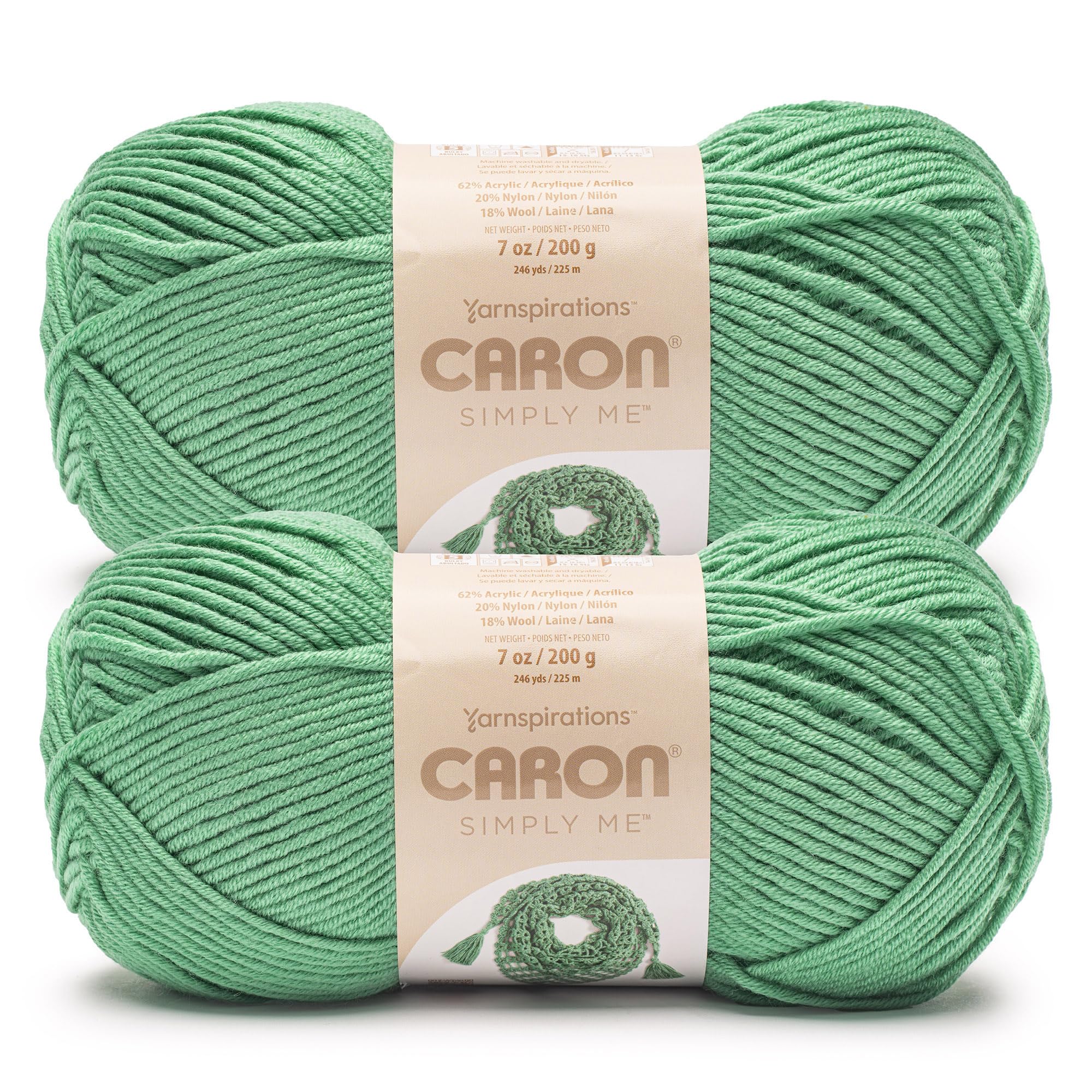 Caron Simply Me Malachite Yarn - 2 Pack of 160g/5.64oz - 62% Acrylic, 20% Nylon, 18% Wool - #5 Bulky - 197 Yards - Knitting/Crochet