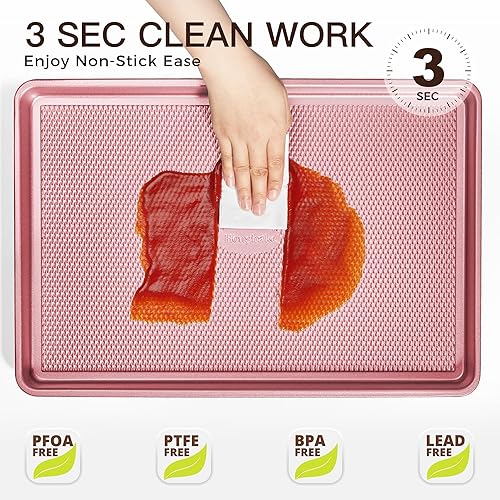 Miniatura 23 de HONGBAKE - Juego de 3 bandejas de galletas antiadherentes para hornear, molde para horno con patrón de textura de diamante, bandejas de galletas