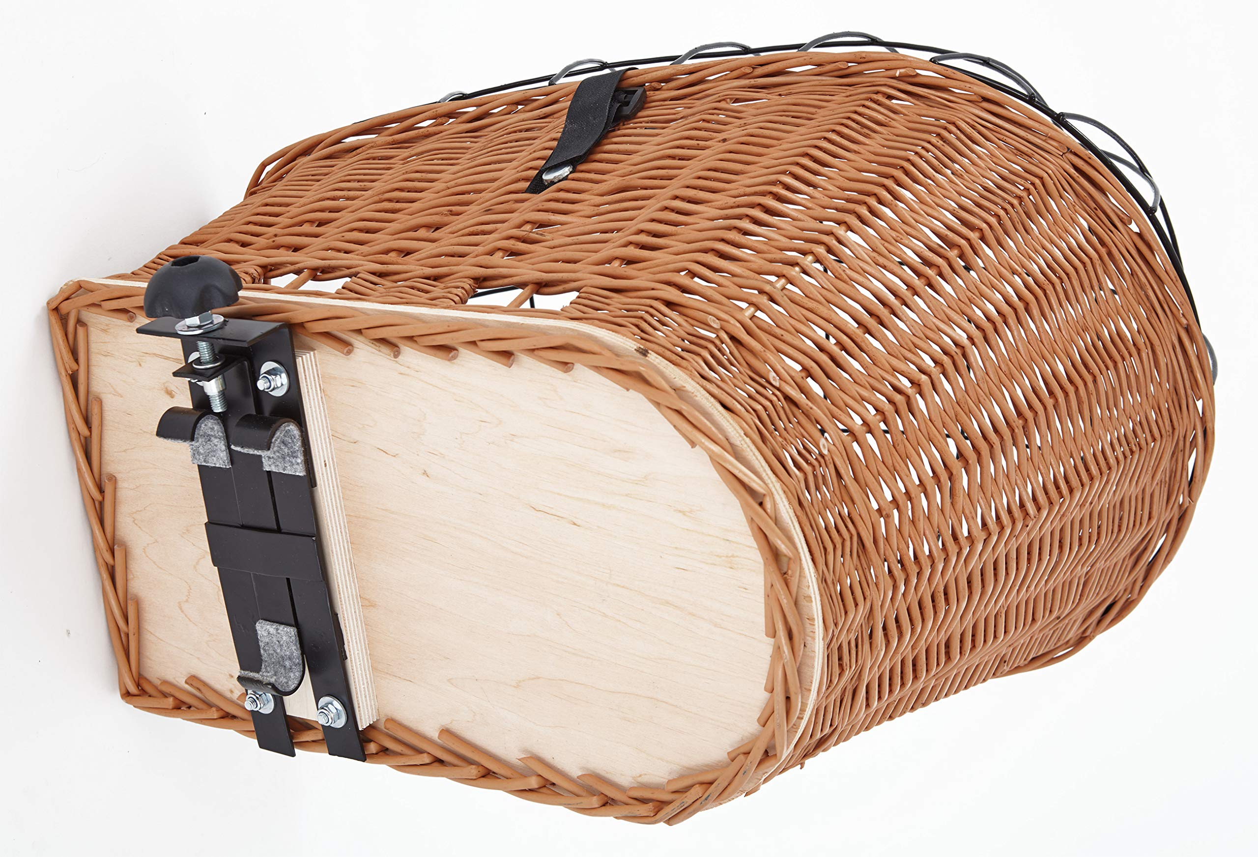 Tigana - Hundefahrradkorb für Gepäckträger aus Weide Natur 56 x 36 cm mit Metallgitter Tierkorb Hinterradkorb Hundekorb für Fahrrad (N-S) (XL + Kissen + Einlage G1)