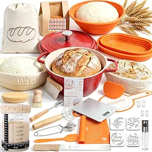 Super All-Inclusive Sourdough Starter Kit with Pot, Bread Proofing Baskets, and Baking Tools