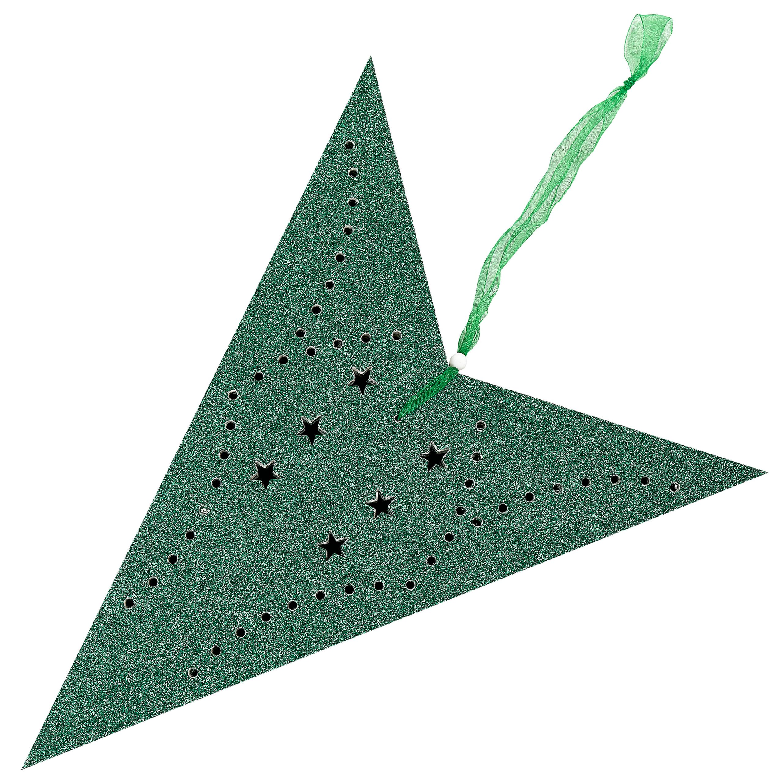 Lot de 2 Étoiles LED en Papier Brillant pour Décoration de Noël 60 cm Vert Motti