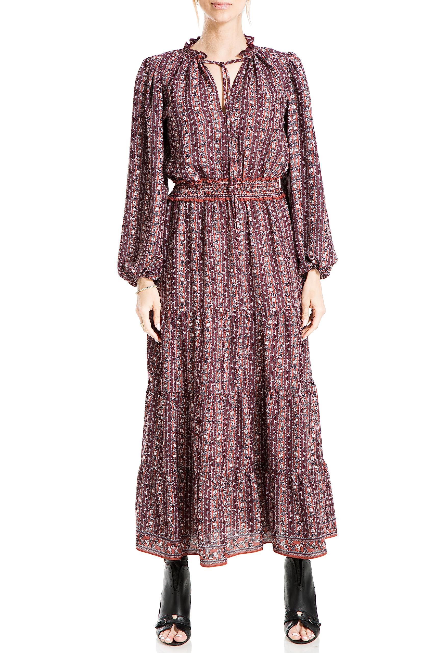 Max StudioWomen's Long Sleeve Tiered Dress