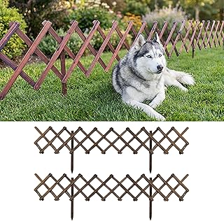 ShopLaLa Garden Fence (2 Pack, Total 12ft) Decorative Wooden Lattice Pan...
