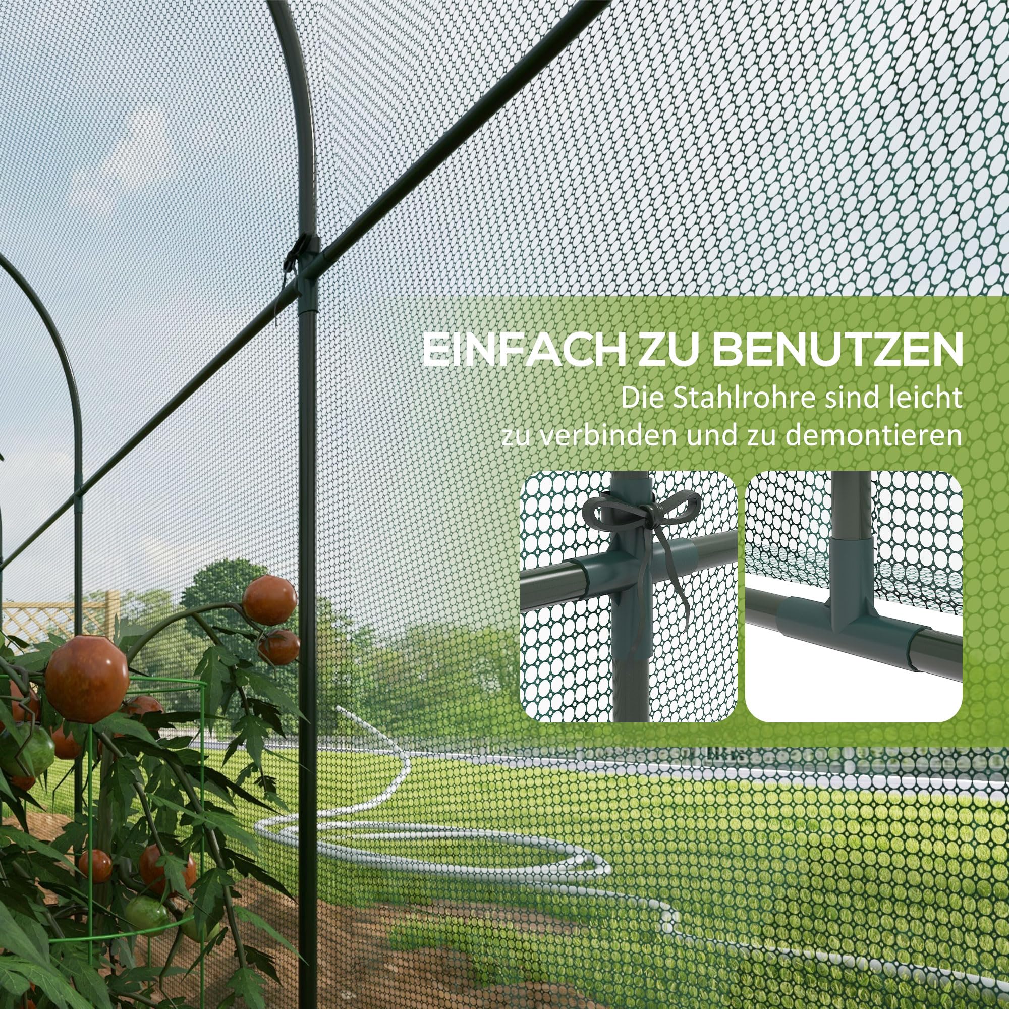 Outsunny Namiot ochronny dla roślin 3x1m z siatką i drzwiami, stal ziel.