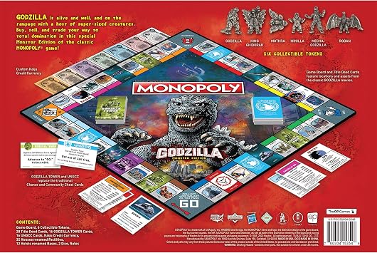 Monopoly: Godzilla | Based on Classic Monster Movie Franchise Godzilla | Collectible Monopoly Game Featuring Familiar Locations and Iconic Kaiju Monsters