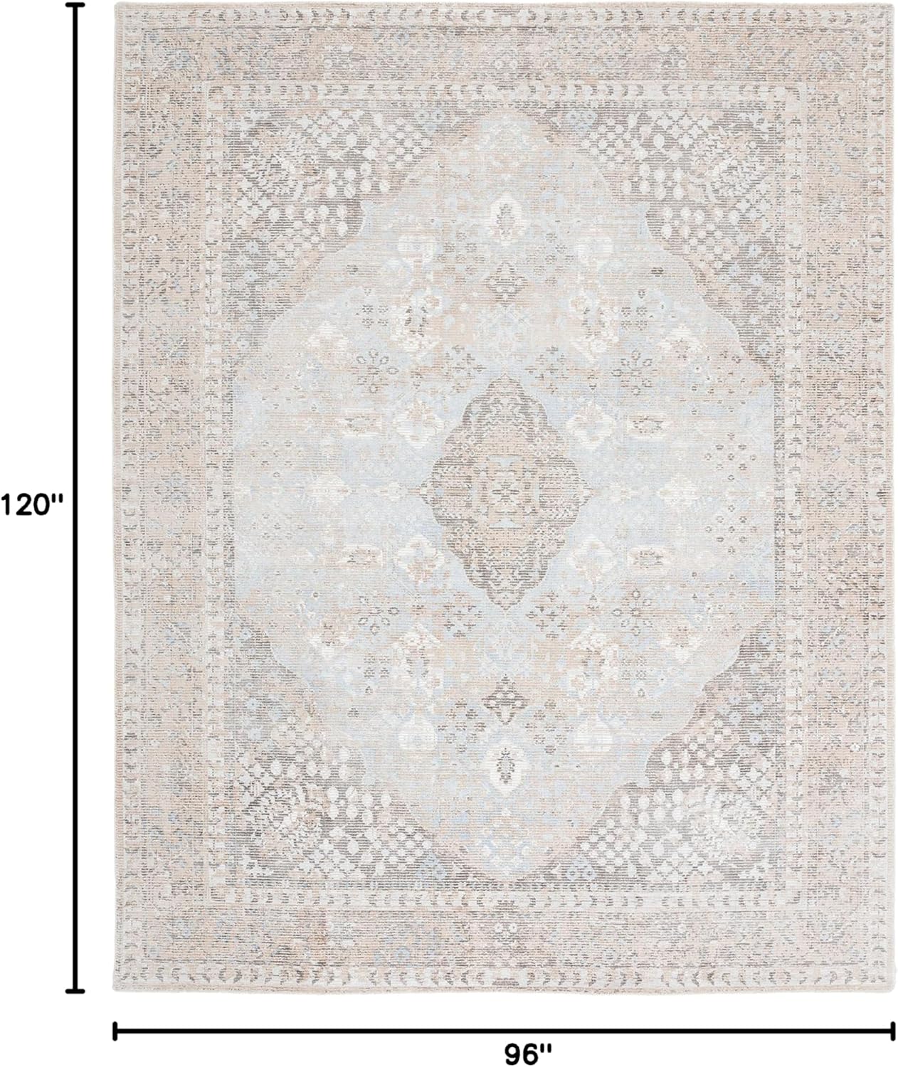 SAFAVIEH Area Rug 8x10 - Restoration Vintage Collection - Large - Beige & Sand, Handmade Wool & Viscose, Ideal for Living Room, Bedroom, Office, Dining Space (RVT703B)