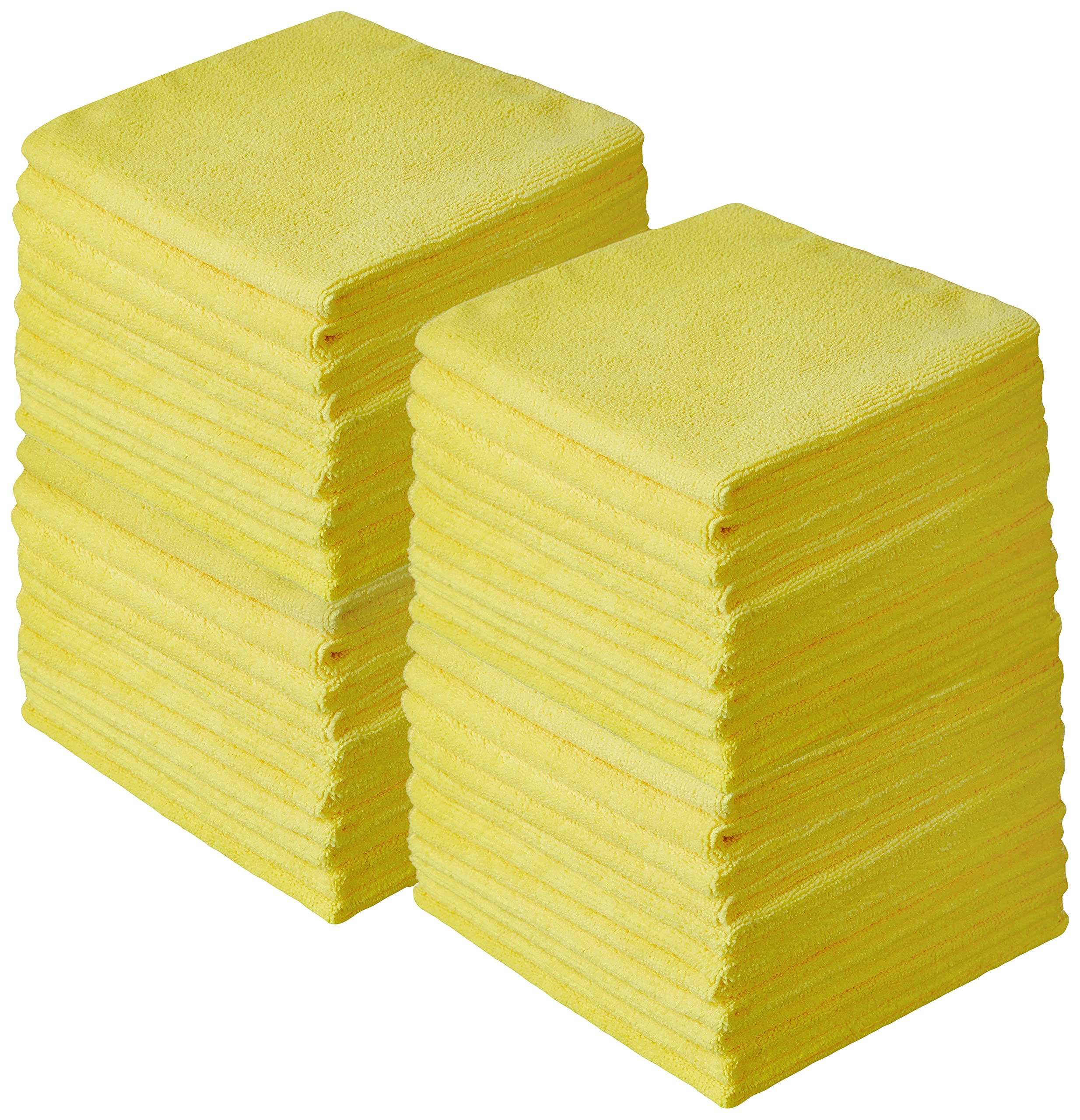Amazon Brand - Presto! Thick Microfibre Cleaning Cloth, 40 x 40 cm, 330 GSM, Set of 48, Yellow