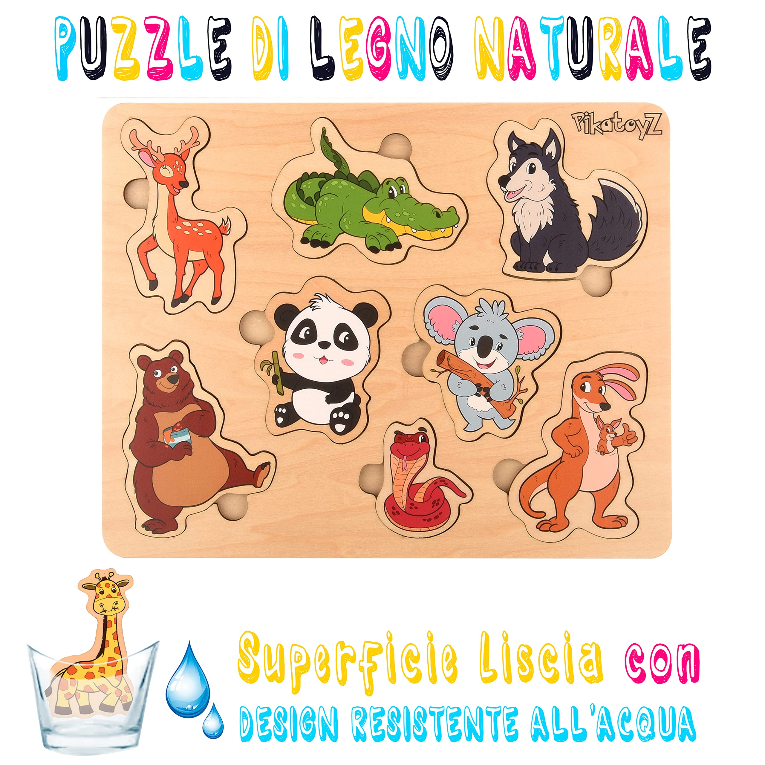 Puzzle Bambini 2 Anni – Giochi in Legno 1 Anno – Idea Regalo per Bimbo e Bimba per Natale o Compleanno – Gioco Montessori Educativo con Animali della Foresta