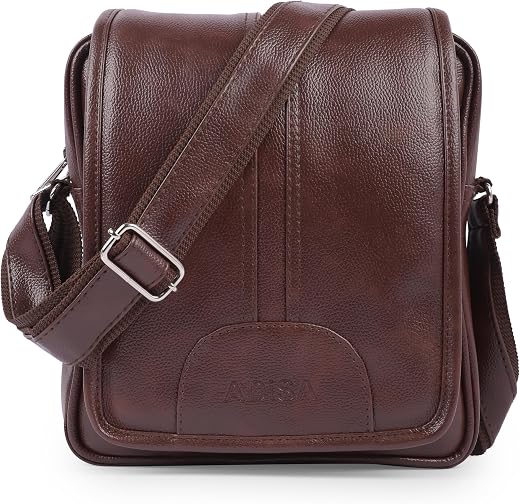 ADISA Faux Leather Unisex Cross Body Travel Office Messenger Sling Bag (MS9015)
