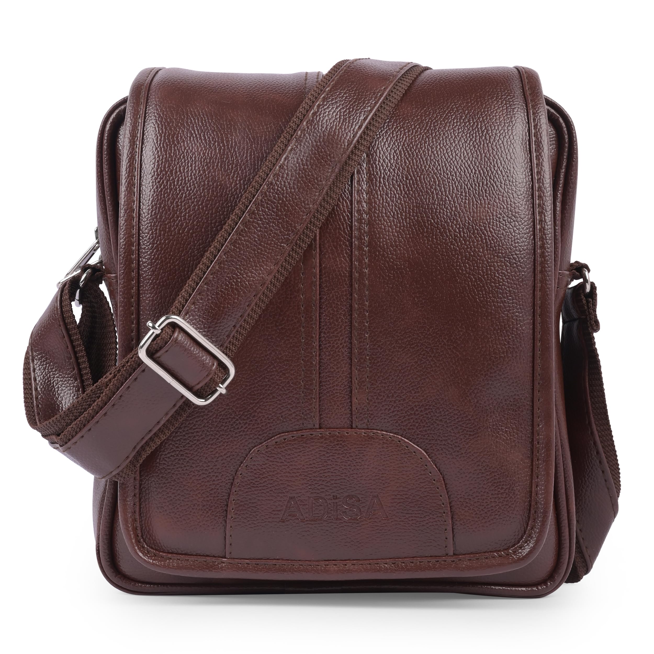 Faux Leather Unisex Cross Body Travel Office Messenger Sling Bag (MS9015)