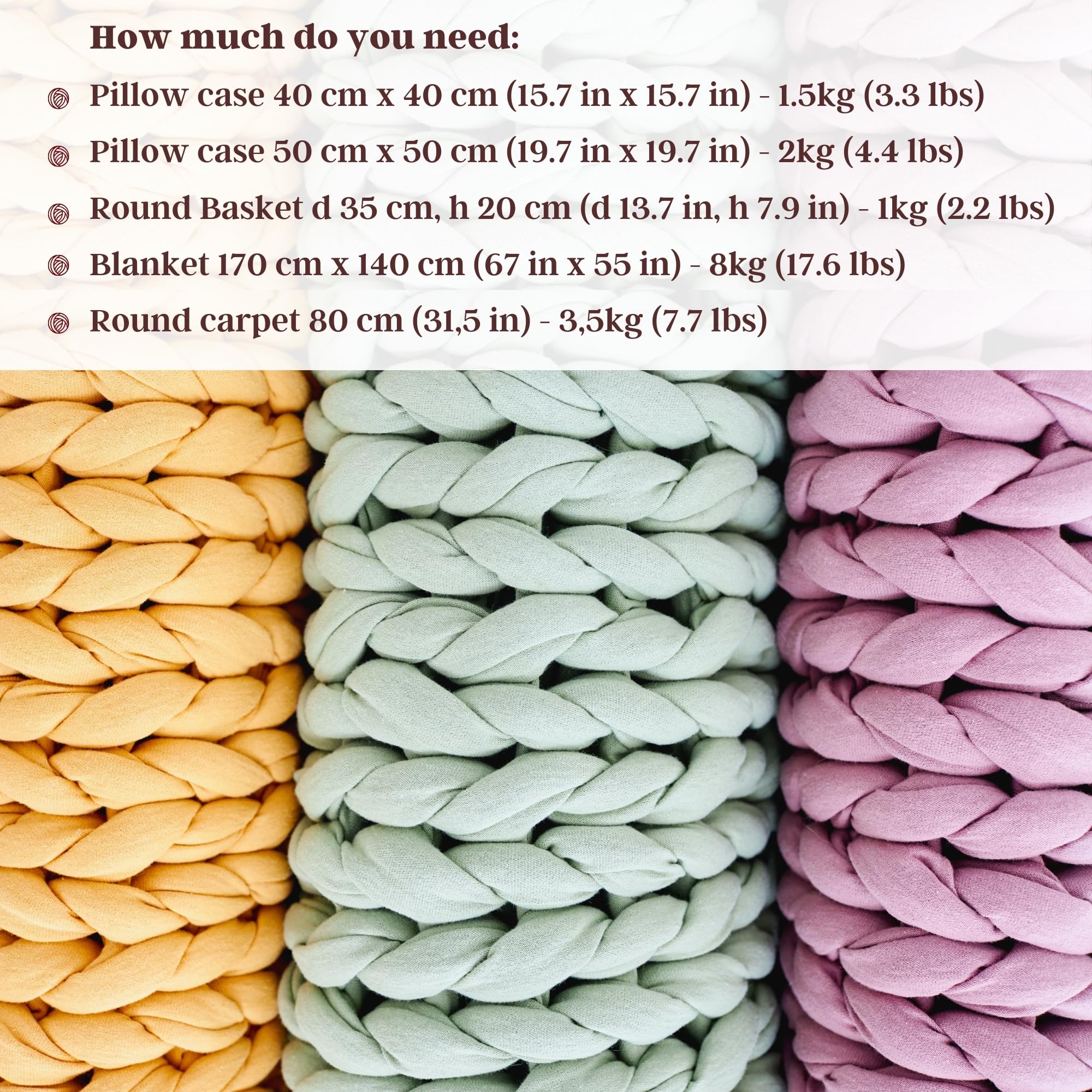 Arm Knitting Giant Yarn - Filato di cotone jumbo per magliette, 1,5 kg, per lavori fai da te, tessitura, progetti all'uncinetto, morbido tessuto ecologico, vaniglia
