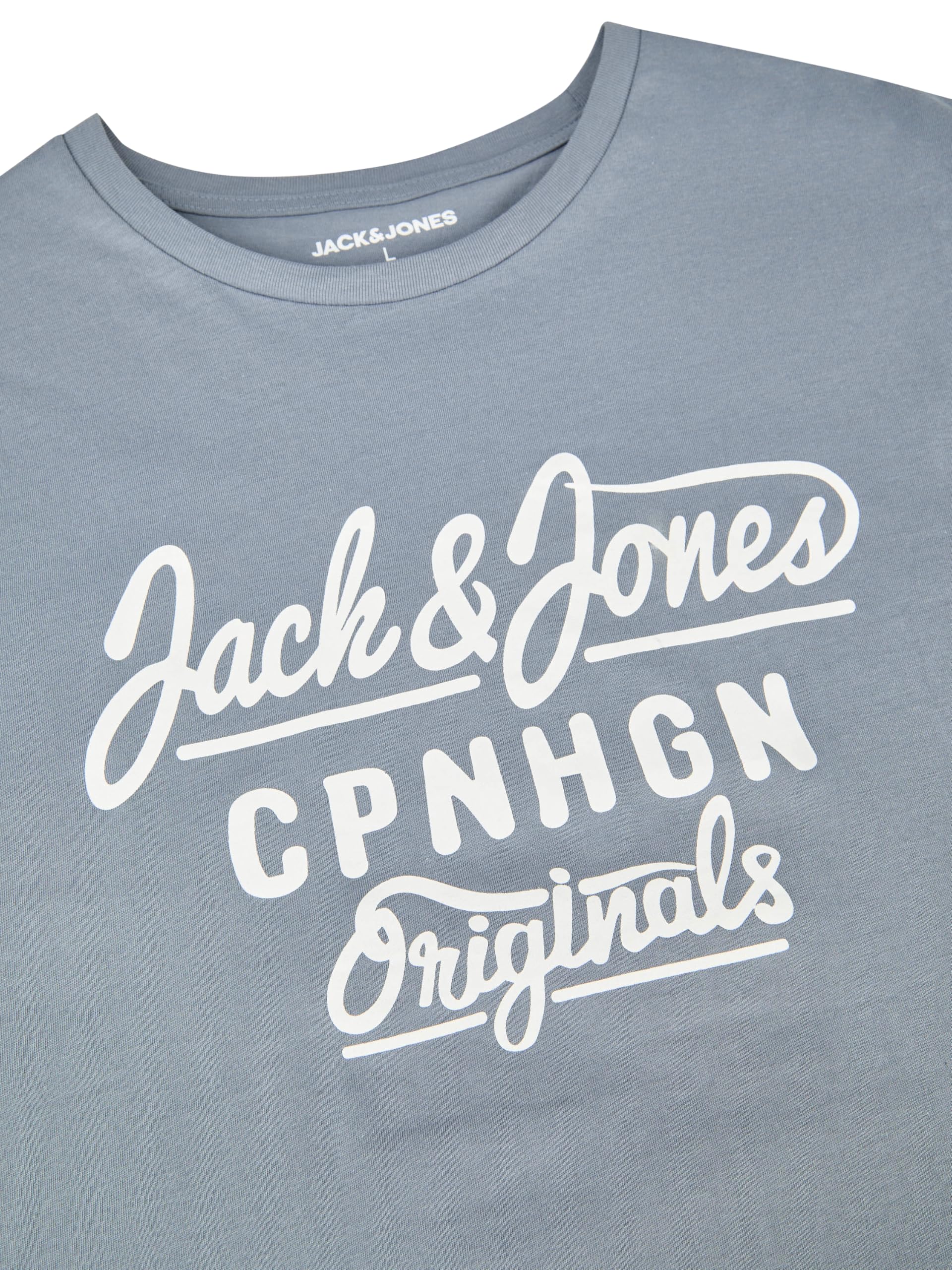 JACK & JONES JJLINO Camiseta, Paquete de 4 Unidades, Cuello Redondo, Manga Corta, Corte Regular, Estampado de Verano, 100% algodón