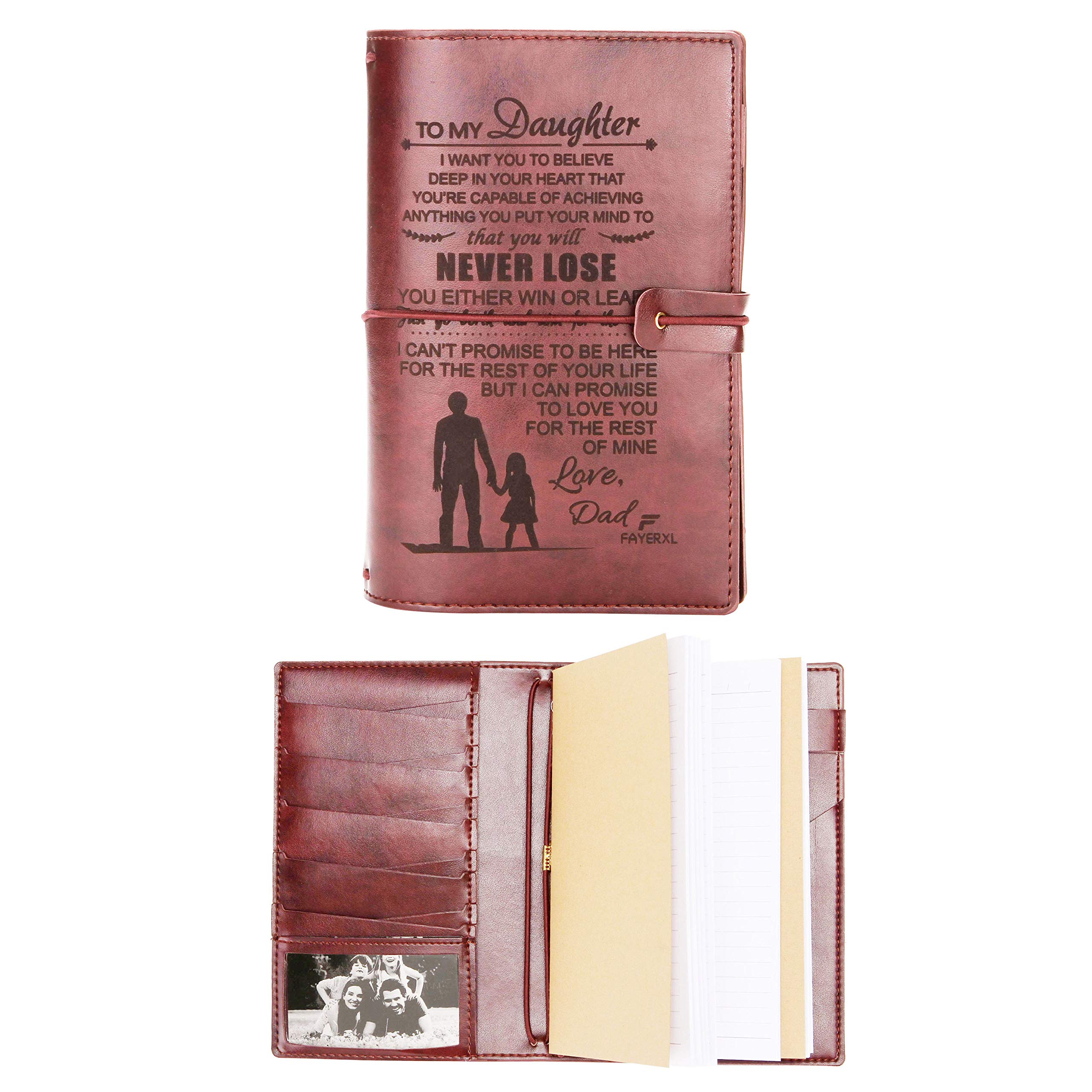 FAYERXLPersonalized Traveler's Notebook,Personal Diary,Engraved Leather Travel Journal Notebook for Daughter/Son/Wife/Husband (I Want You to Believe from dad)