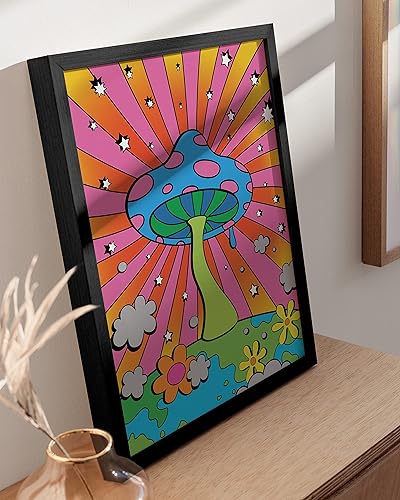 Miniatura 5 de HAUS AND HUES Póster de hongos trippy  Indie for Room Aesthetic Trippy Hippie Y2K, arte de hongos, imágenes indie, decoración de pared (marco negro,
