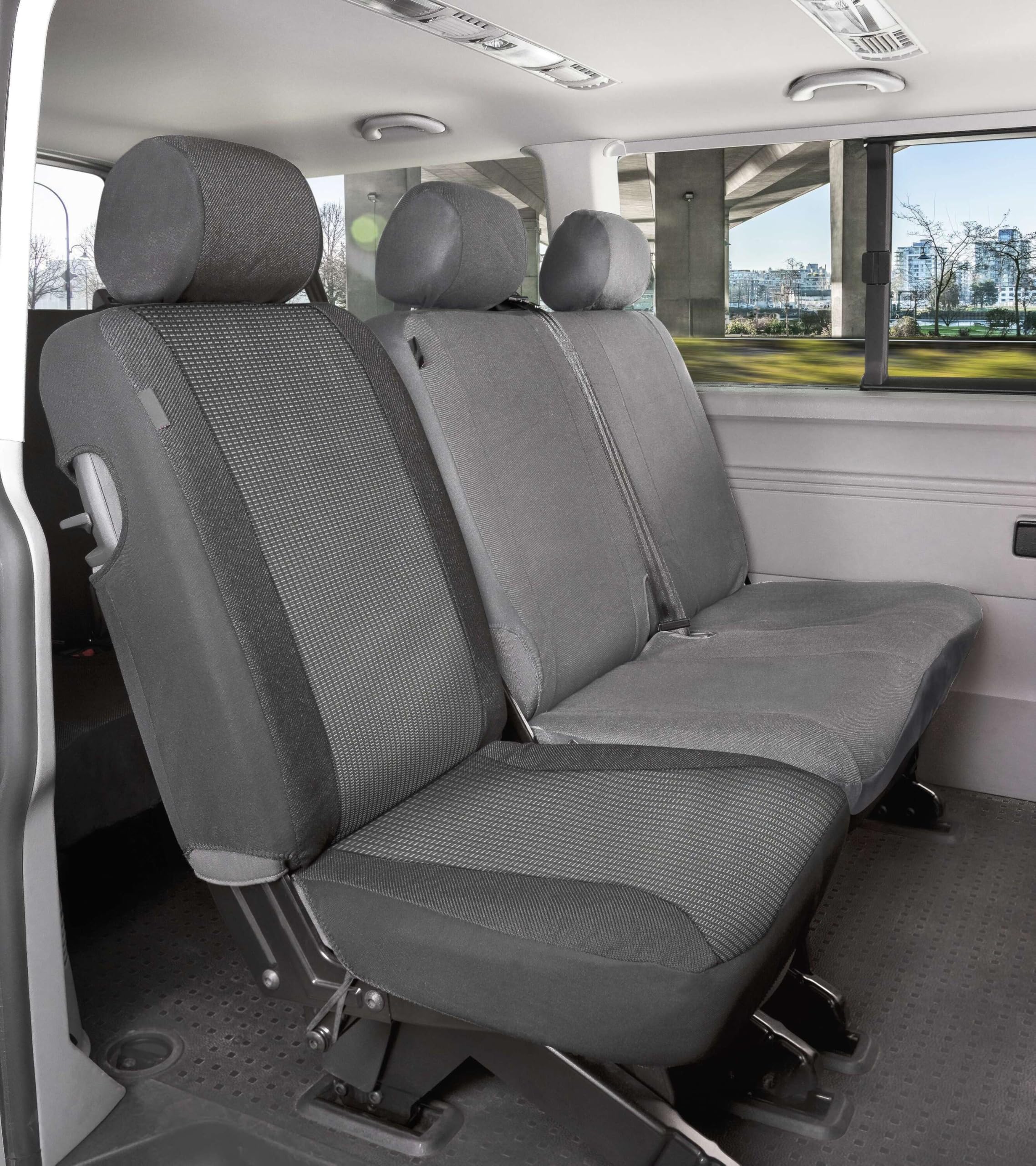 Walser Transporter Sitzbezüge Universalgröße, Autoschonbezug für 1 Einzelsitz hinten + 1 Kopfstützenbezug, Auto Sitzbezüge aus Premium Jacquard, Einzelsitzbezug Transporter, Auto Sitzauflagen für Van