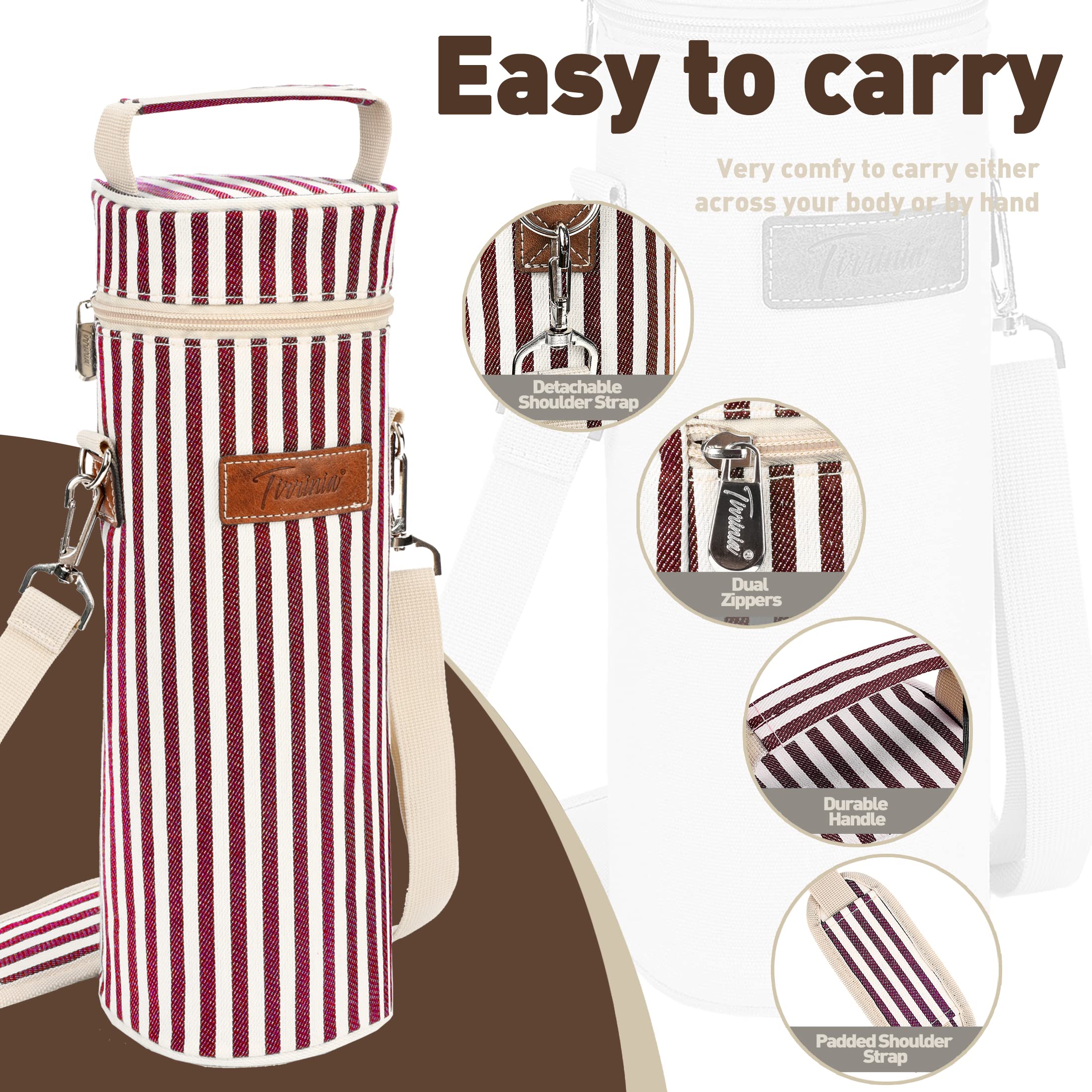 Kato Tirrnia - Borsa per il vino isolata con tracolla, per feste picniche, BYOB, ristorante, 10 x 34 cm