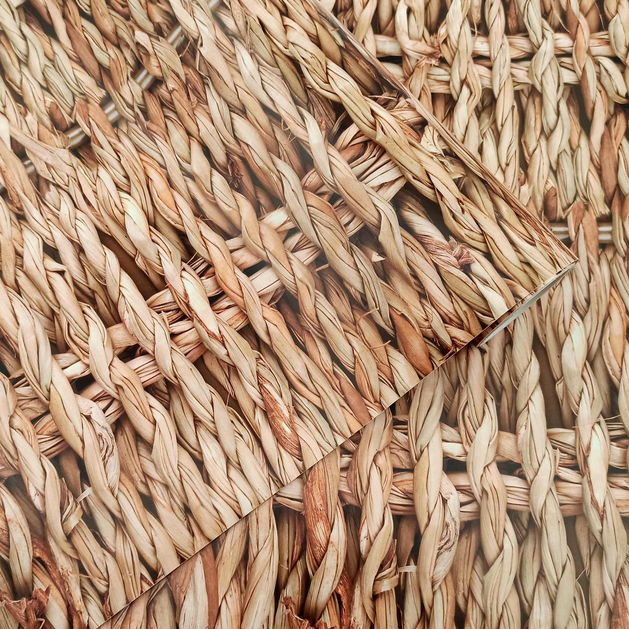 GOYAPRINT Papel Pintado Efecto Mimbre 40x250 cm Vinilo Adhesivo Decorativo Natural para Paredes y Muebles (Mimbre)