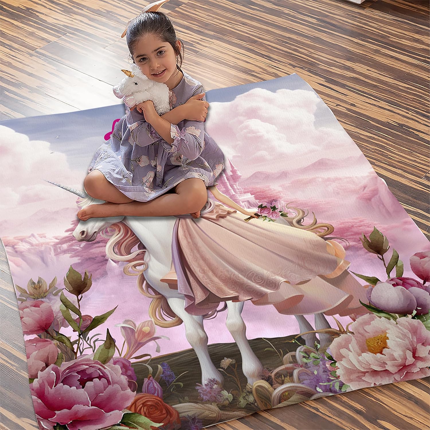 Factory4me Make Your Own Blanket, Personalized Photo Blanket, Princess and Unicorn Gifts for 5 Year Old Girls, Romantic Gifts for Her, 30 x 40 Customized Blankets with Pictures, Birthday KC32