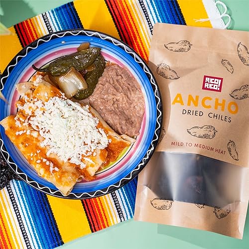 Miniatura 4 de OLÉ RICO - Chiles anchos secos 4 onzas - Chiles secos de alta calidad ideales para salsa Birria topo mexicano enchiladas salsas pozole calor suave a