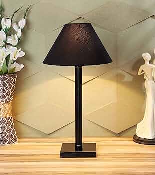 tu casa Ntu-250 Cotton Shade Table Lamp with Metal Base and B-22 Holder (Black, Bulb not Included)