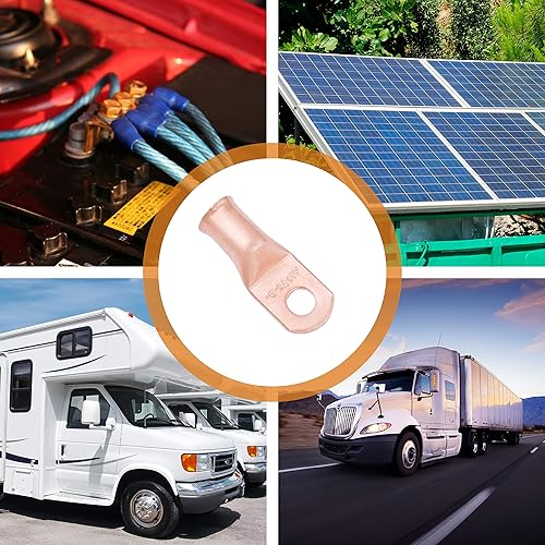 Miniatura 107 de SELTERM - 2 terminales de anillo resistentes para cable de batería, calibre 4 AWG, pernos de 3/8 pulgadas, terminales de calibre 4, ojales de cobre