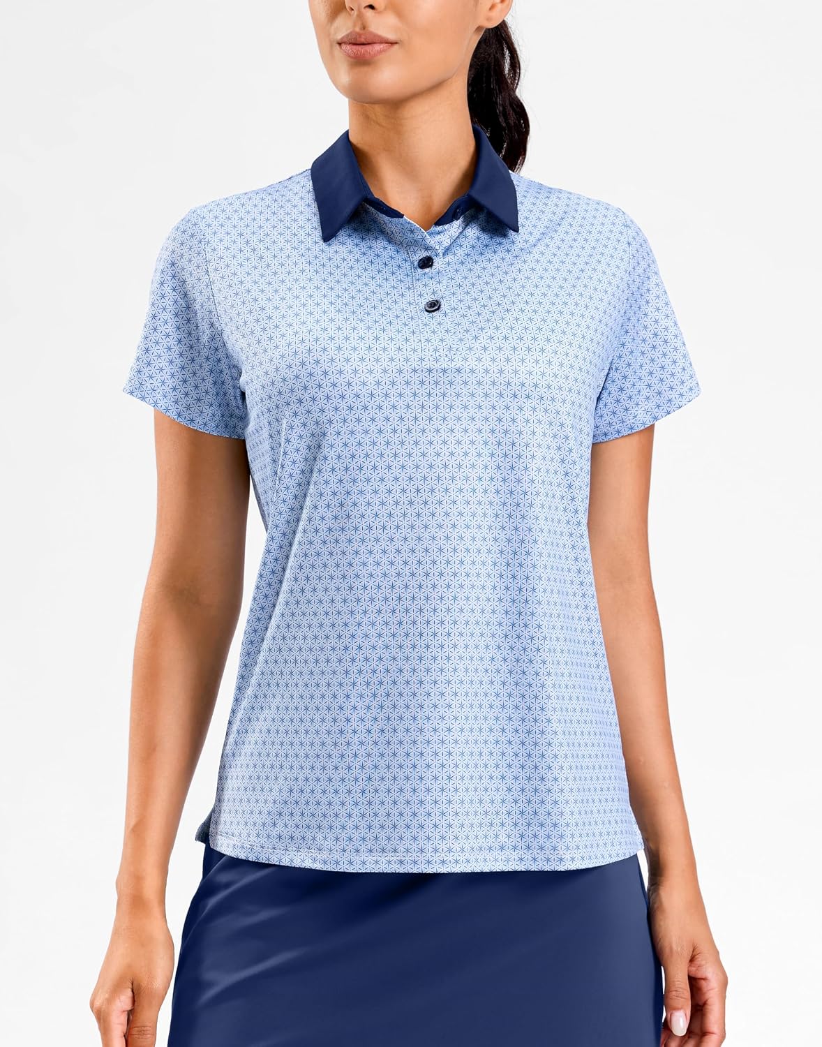 SANTINY Golf Polo Shirts for Women Short Sleeve Quick Dry 3 Buttons Collared Pickleball Shirt Summer Golf Tennis Tops