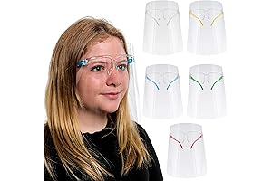 TCP Kids Face Shield with Glasses Frames for Comfortable Eye Protection (5-Pack of Colorful Shields)