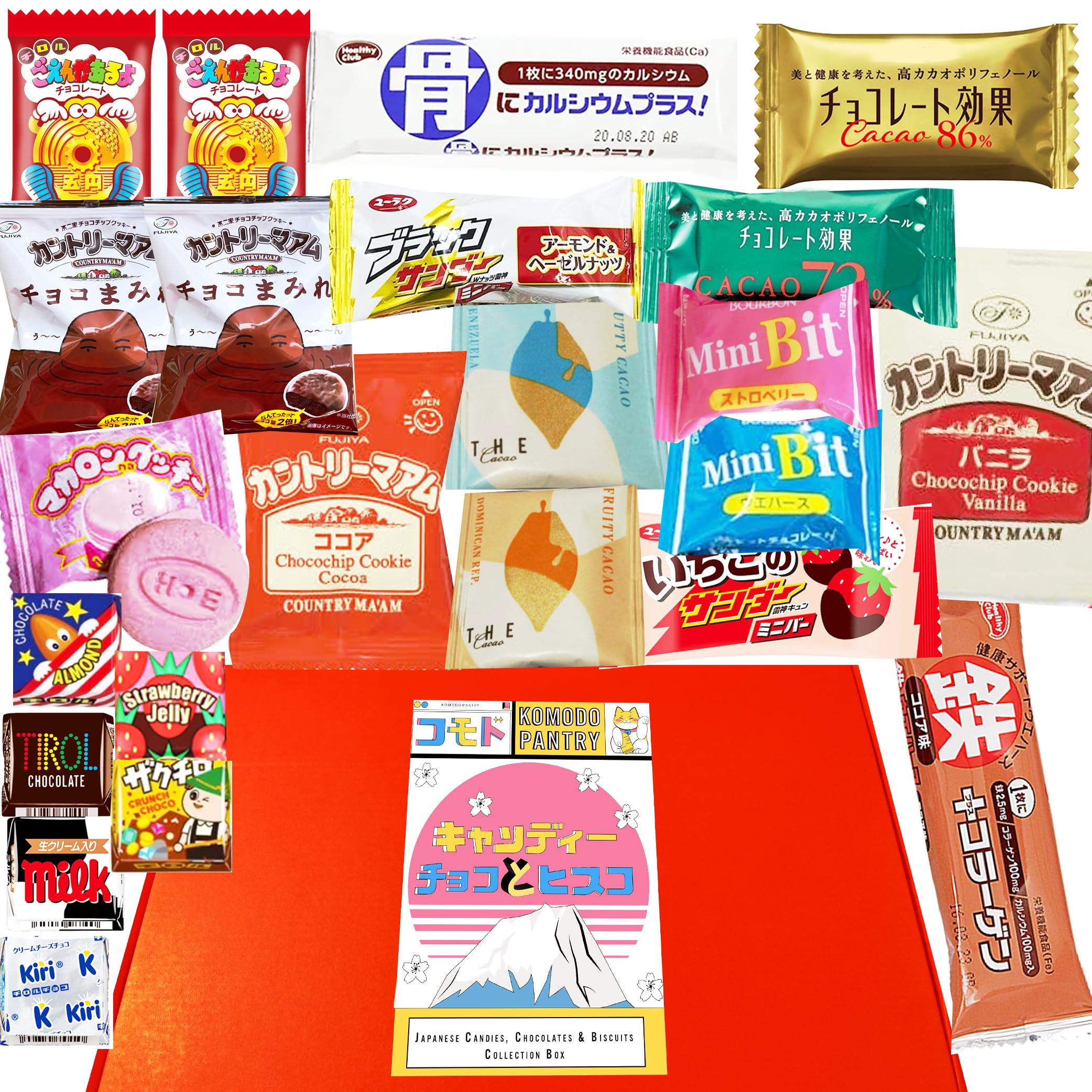 40pcs Mystery Japanese Chocolate, Dagashi Sweets and Japanese Biscuits Snack Box. Vegeterian Friendly, Halal