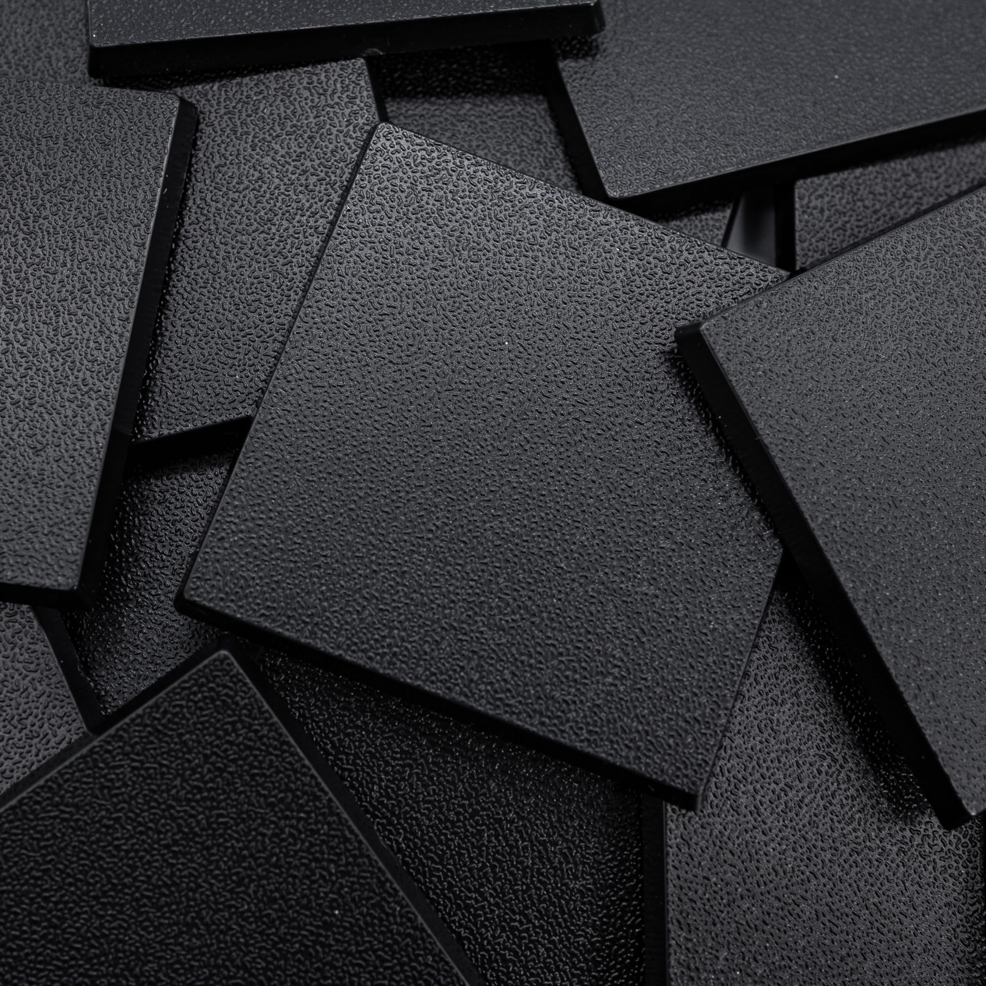 Forged Terrain 50mm Square Bases Set for Miniatures โ Pack of 6 for Tabletop Wargaming | 4mm Height Textured Black Plastic