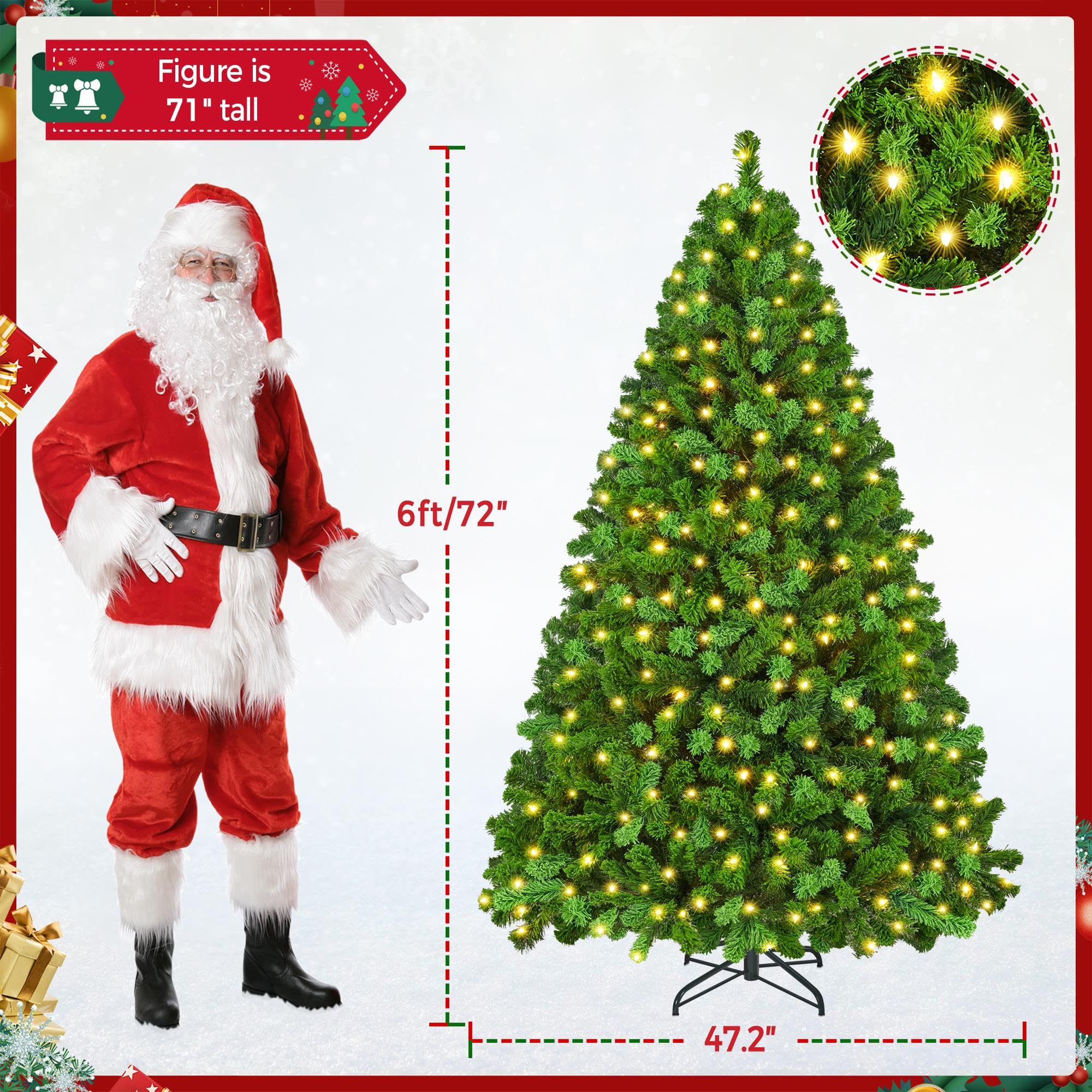 Amazon.com: Yaheetech 6ft Pre-lit Artificial Christmas Tree with