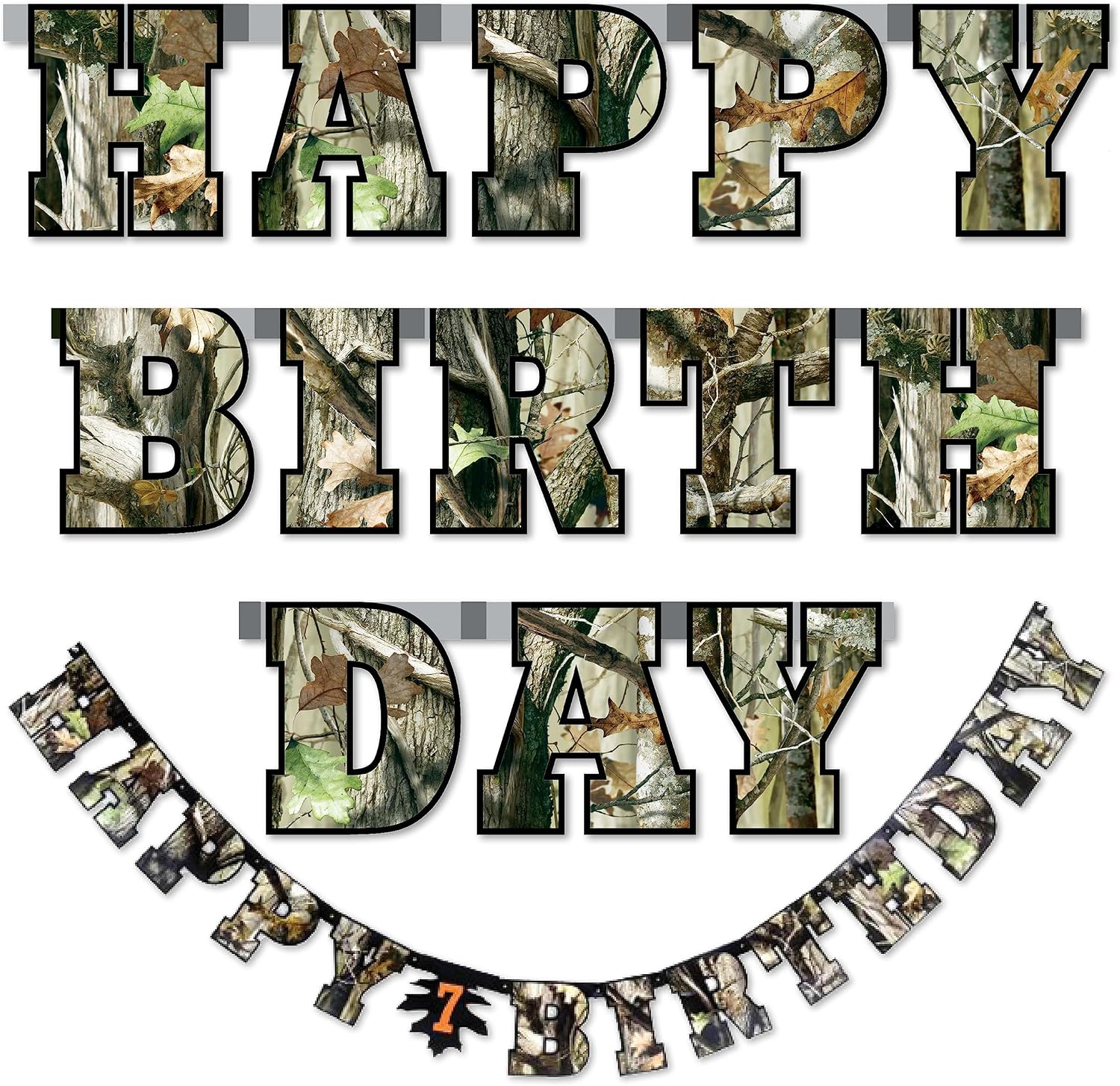 Havercamp Next Camo Happy Birthday Party Banner | 1 Count | Great for Hunter Themed Party, Camouflage, Rustic, Nature, Military, Kids Birthday Party