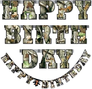 Havercamp Next Camo Happy Birthday Party Banner | 1 Count | Great for Hunter Themed Party, Camouflage, Rustic, Nature, Military, Kids Birthday Party