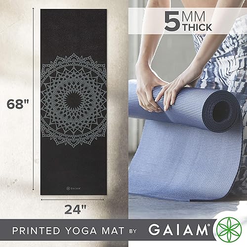 Miniatura 3 de Gaiam - Tapete de yoga, 0.2 pulgadas (5 mm) de grosor, estampado, grueso y antideslizante, para todo tipo de ejercicios de yoga, pilates