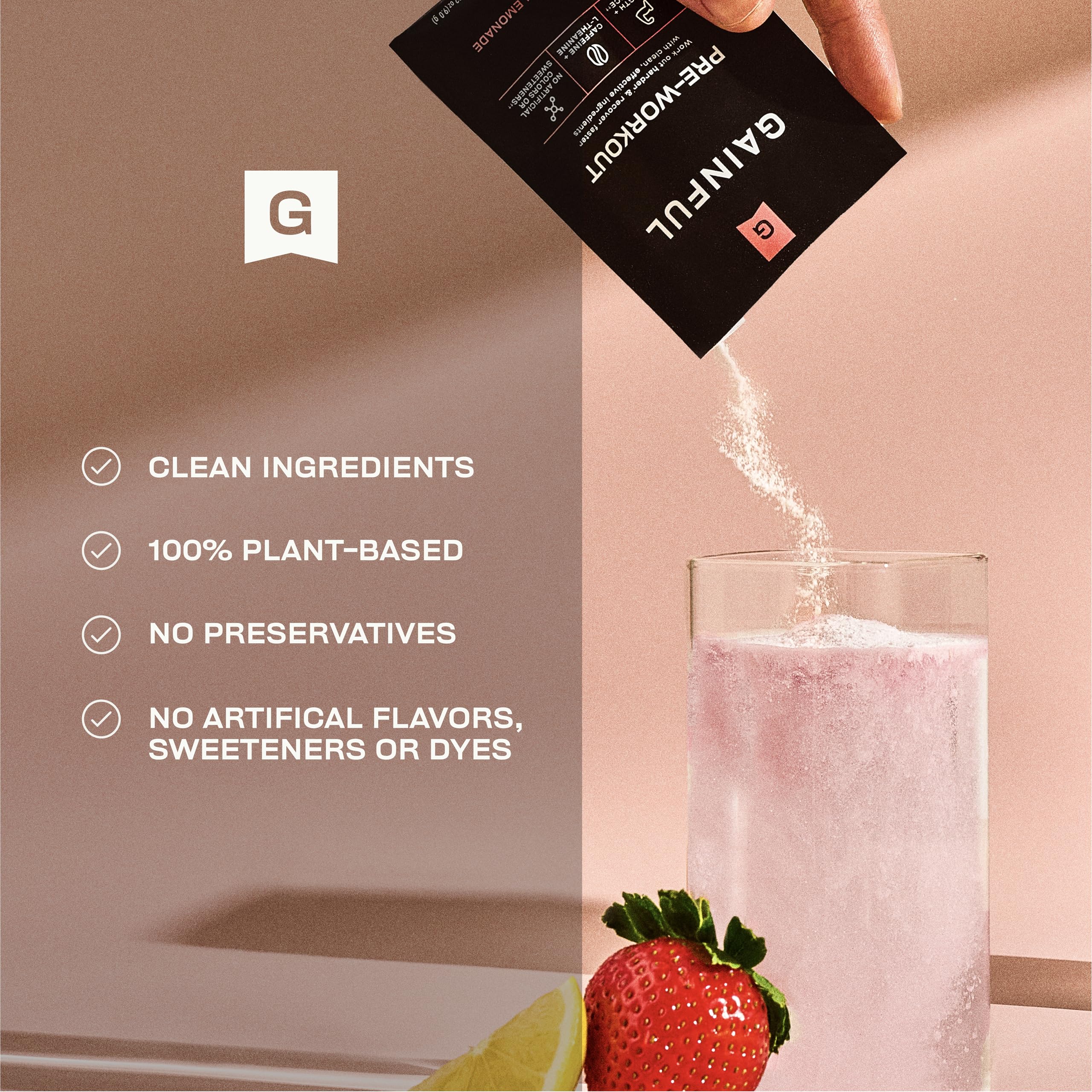 Gainful Pre Workout Powder Packets, Strawberry Lemonade, 10 Ct — Amazon image 5
