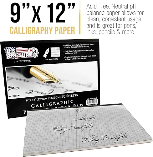 Miniatura 7 de U.S. Art Supply Juego de 35 bolígrafos de caligrafía de escritura con bloc de papel de práctica caligráfica de 9 x 12 pulgadas, 2 paquetes y 2