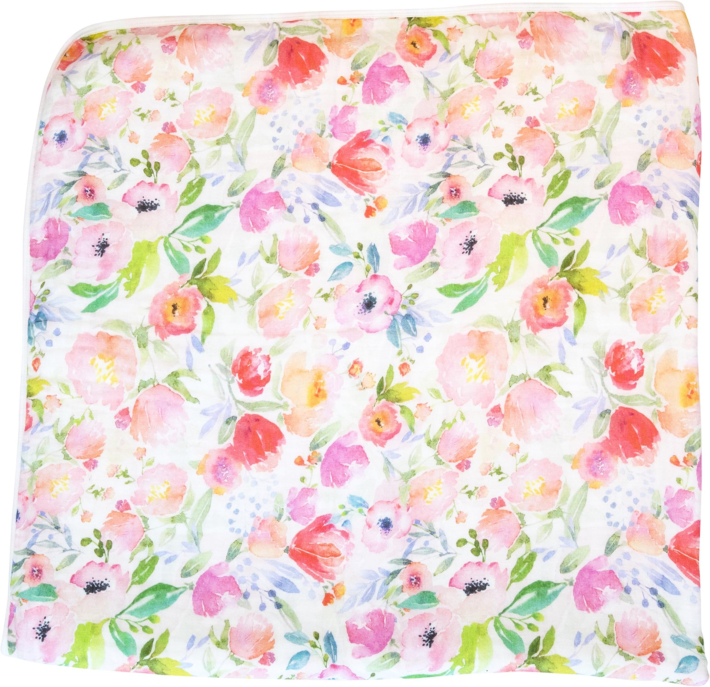 ADDISON BELLE Dream Everything Blanket - 100% Muslin Cotton - Oversized 47 inches x 47 inches - Premium 4 Layer Blanket (Watercolor Floral)