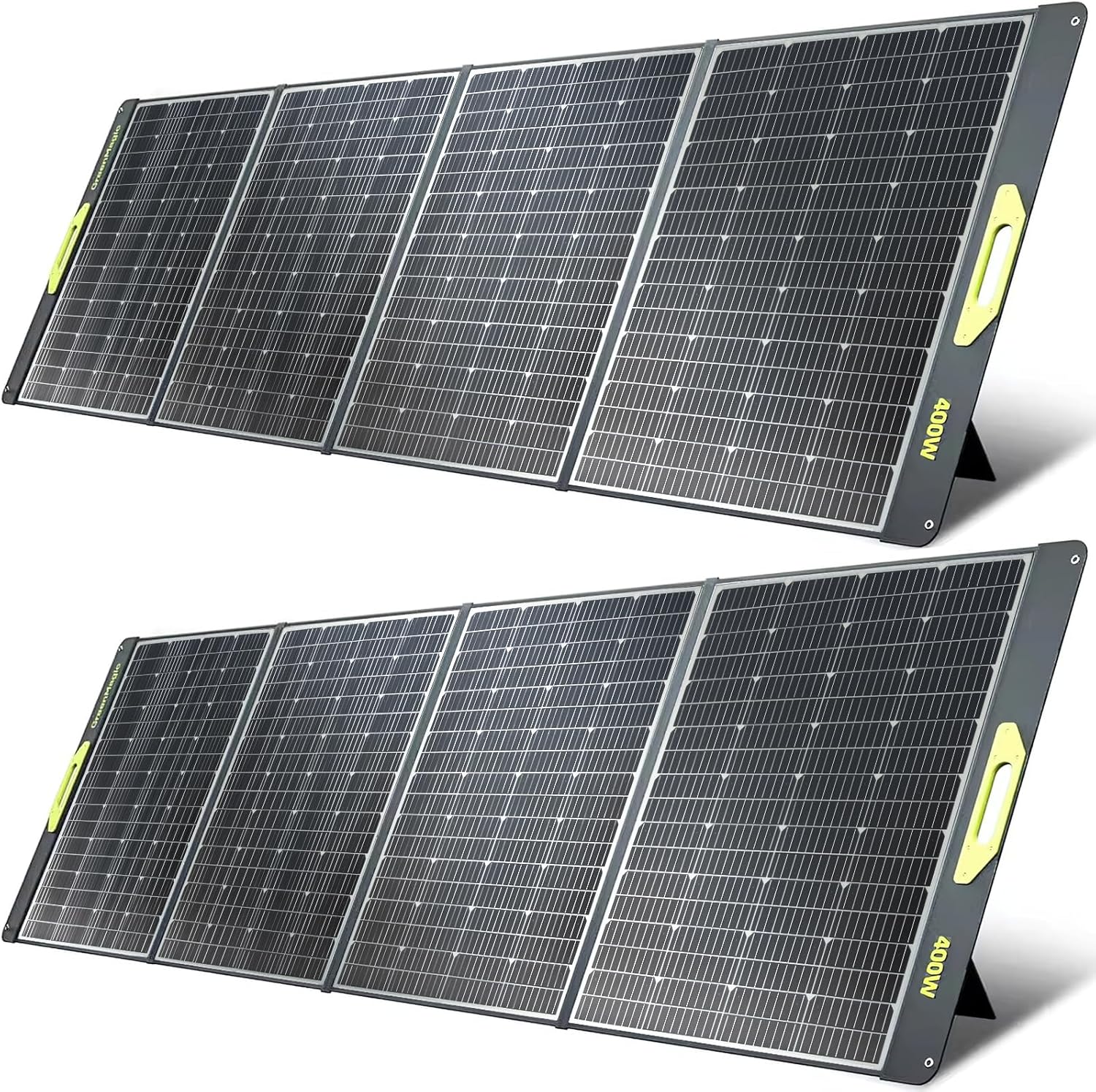 800W Portable Solar Panel, 2pcs 400W Portable Solar Panels 39V, 23% Efficiency Foldable IP67 Waterproof Adjustable Kickstands, Off-Grid Power Smart Sunlight Alignment via Suncast, for Camping, RV
