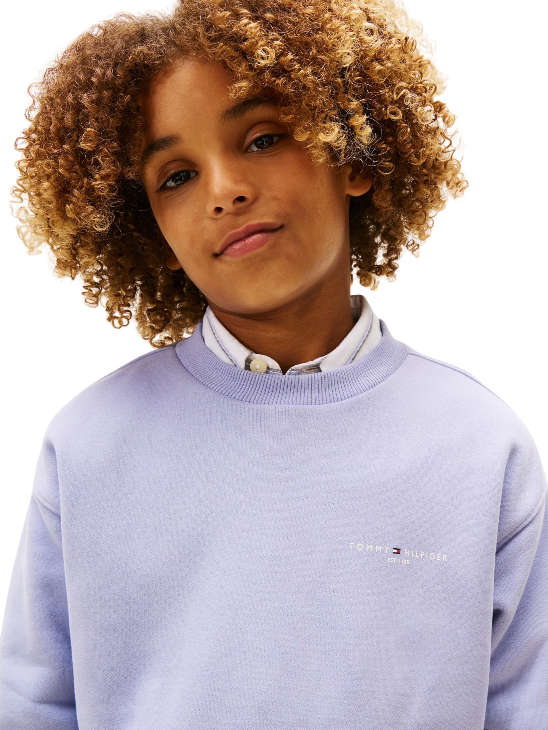 Tommy Hilfiger Mini Corp C-Neck Sweatshirt Ks0ks00665 Bluza bez guzików, niebieska (Perwinkle Dusk), 7 lat Unisex Dorosły, Kolor niebieski, 7 años