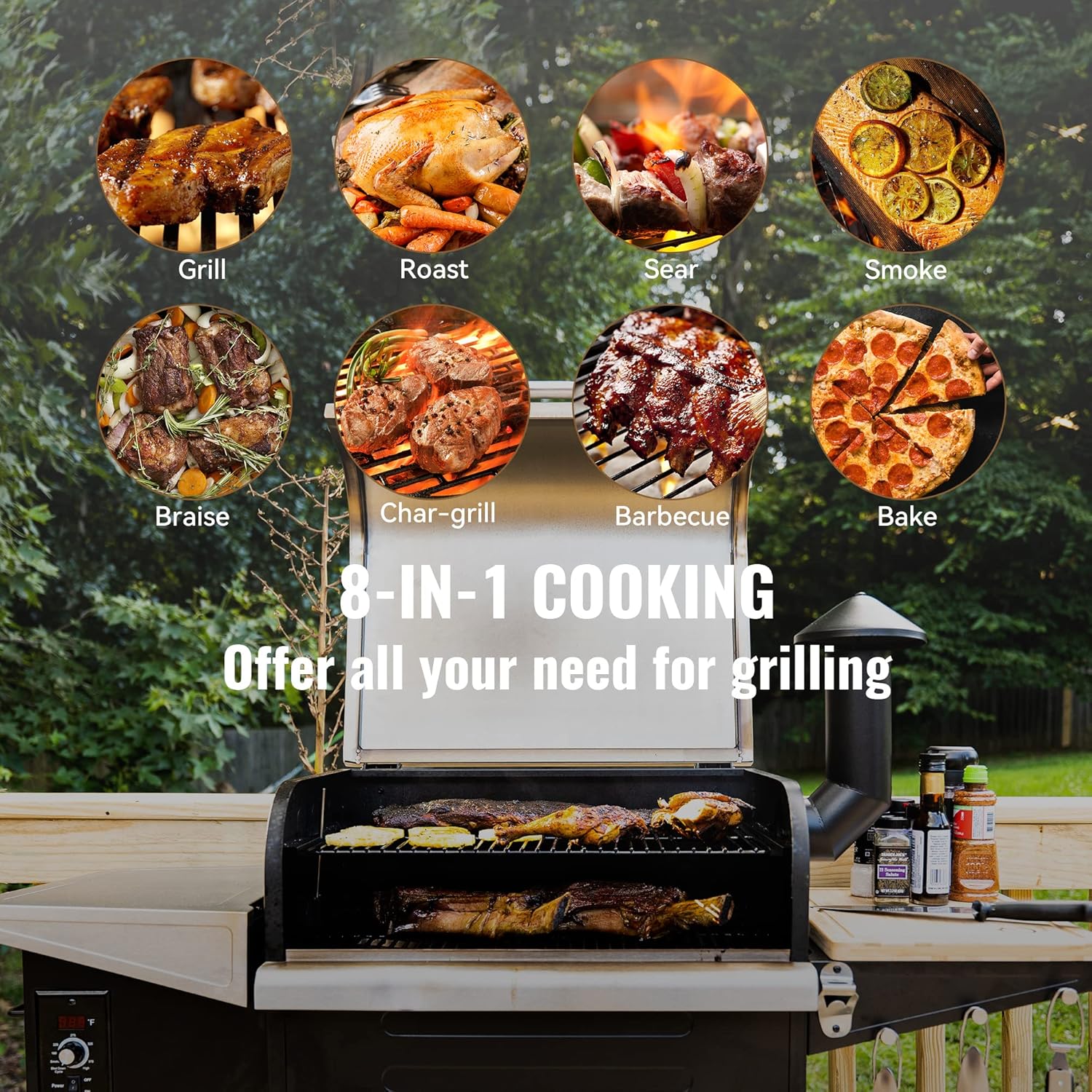Z GRILLS 8 in 1 Wood Pellet Grill & Smoker, Auto Temperature Control, 572 Sq In Cooking Area, Direct Flame Access, 600D3E : Patio, Lawn & Garden