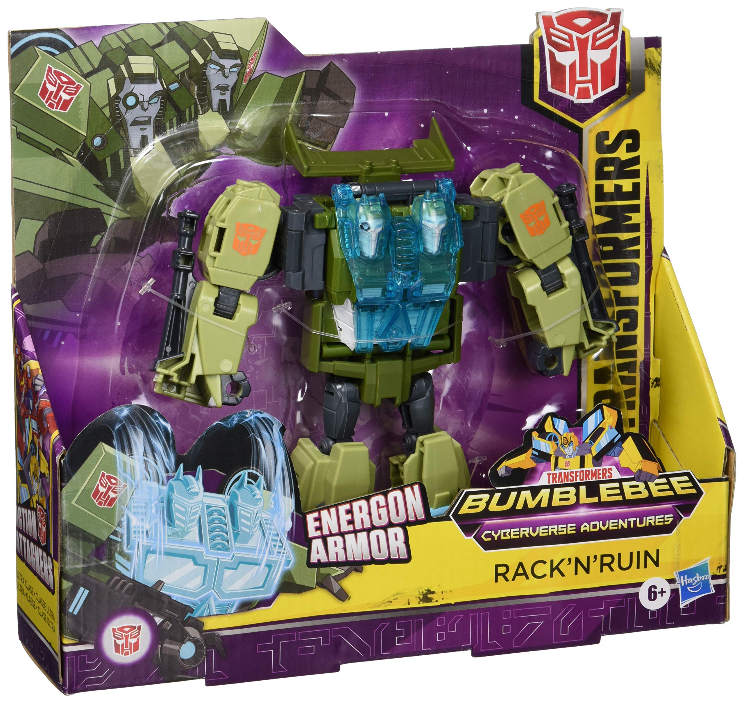 Transformers Cyberverse RACK'N'RUIN Ultra Class: Action Figure 17cm Convertibile, Con Armatura Energon E Funzione Armor-Up, Giocattolo Per Bambini 6+