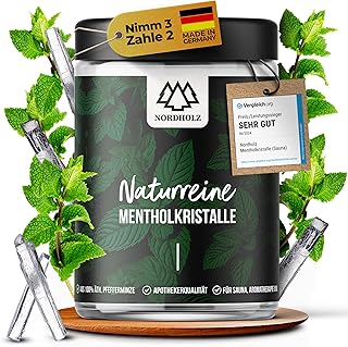 NORDHOLZ® Mentholkristalle [100g] für Sauna in Premium Qualität aus 100% Minzöl - Befreit die Atemwege und sorgt für intensiven Duft in der Sauna - Sauna Zubehör