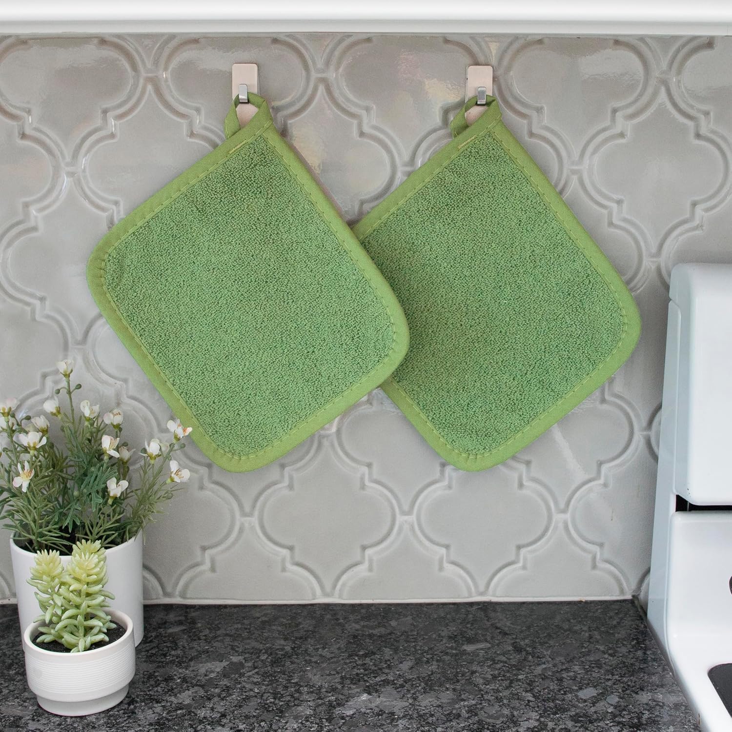RITZ Terry Potholder & Hot Pad: Unparalleled Heat Resistant, Durable 100% Cotton – Ergonomically Designed for Optimal Grip – Easy-Care Machine Washable – 4-Pack, Cactus/Paprika image 5