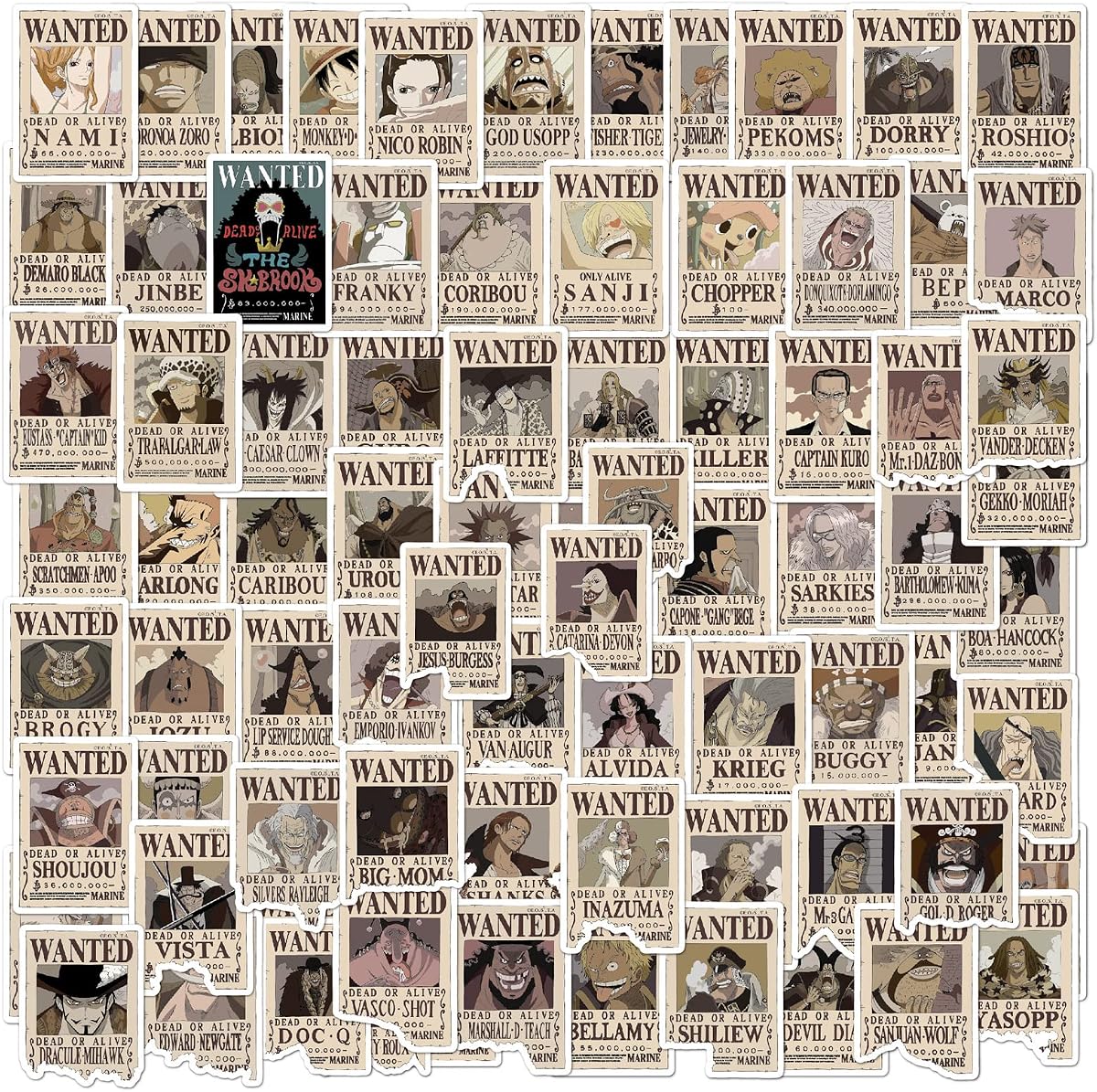 80 Uds. De pegatinas de póster de Se busca de Anime, calcomanías de Manga de vinilo impermeables | Lindo paquete de pegatinas para botellas de agua, laptop, notebook, patineta, equipaje, funda de teléfono y guitarra.